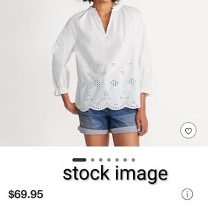 Lands' End White Eyelet Blouse